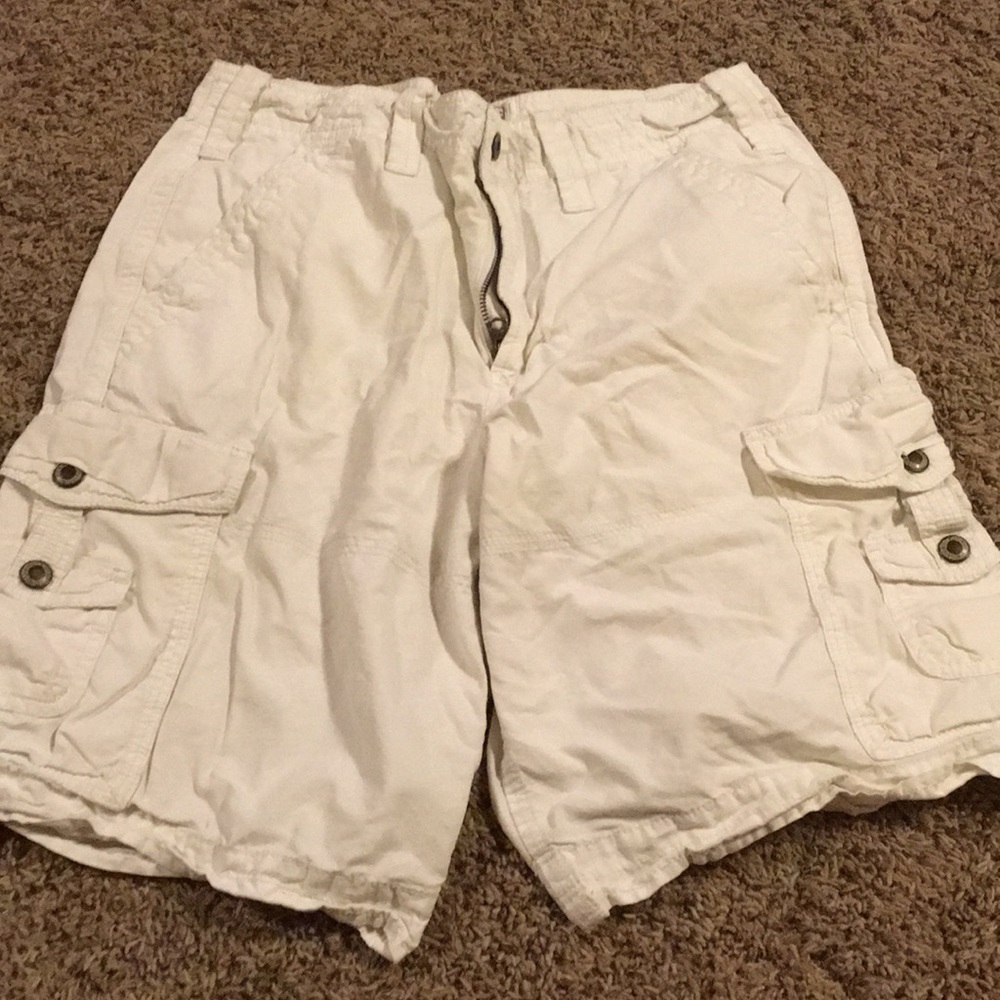 All white cargo shorts